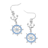 Nautical Anchor Wheel Link Earrings