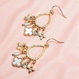 Multi Charm Clover Terardrop Earrings