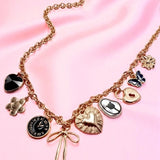 Charm Necklace with Heart Lock
