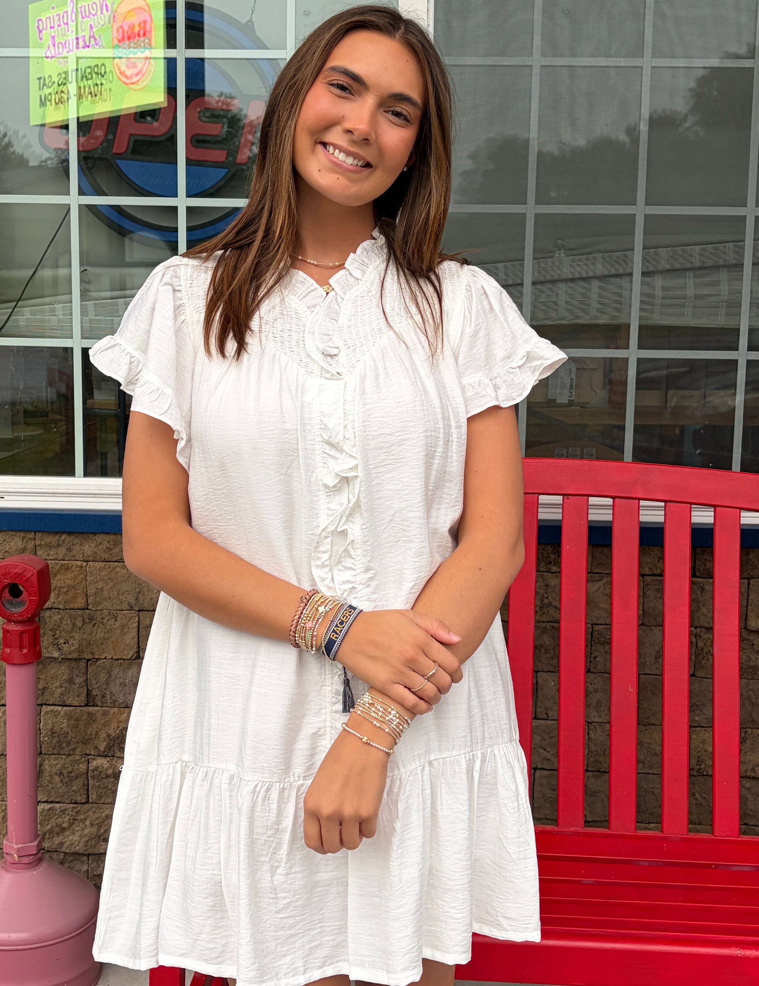 Smocked Ruffle Babydoll Mini Dress