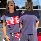 American Flag Frayed Top
