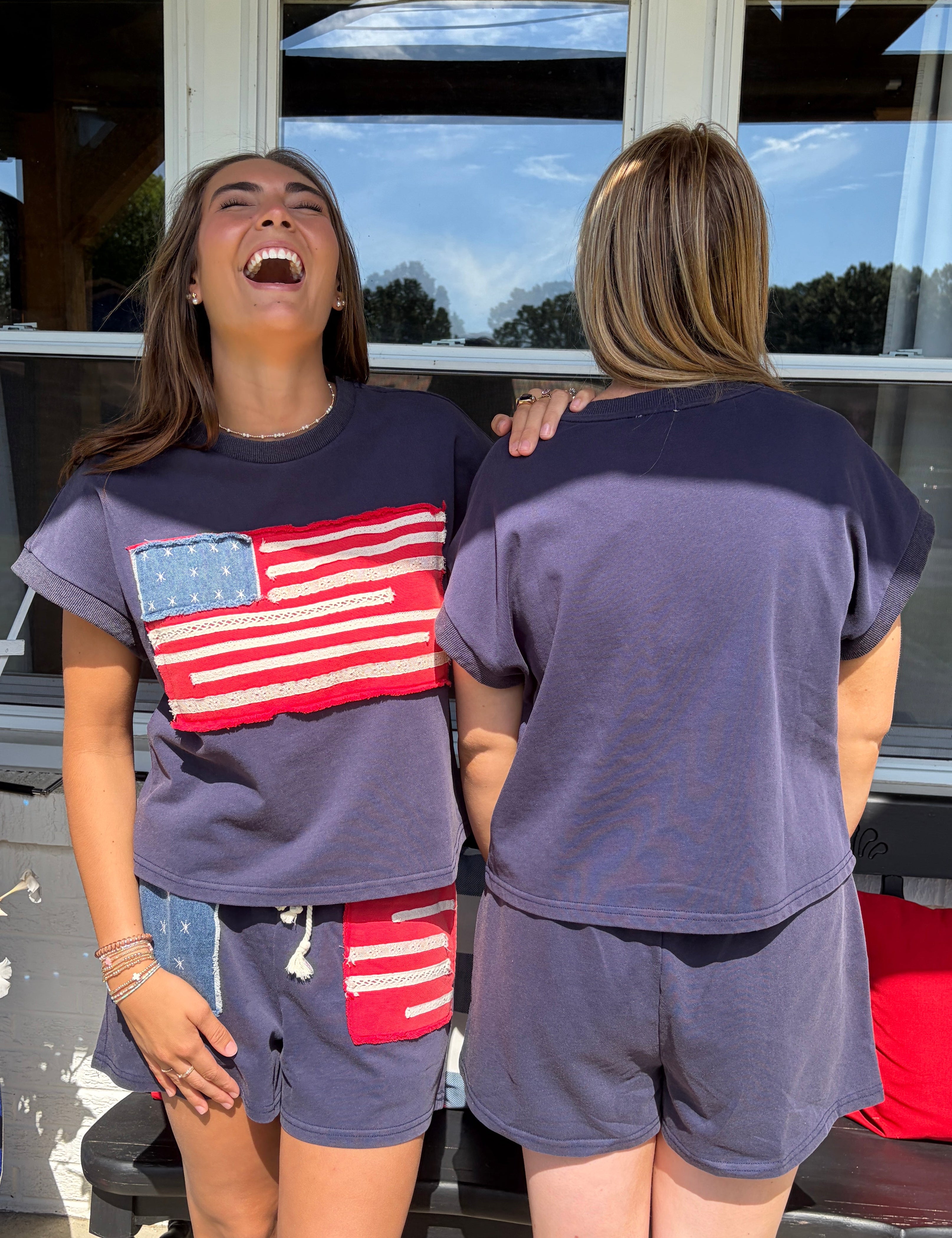American Flag Frayed Top