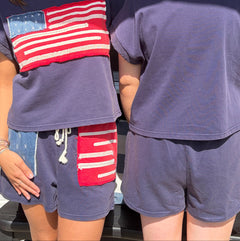 Drawstring American Flag Shorts