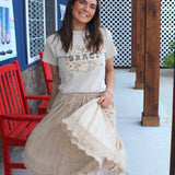 Prairie Dream Wanderer Shirred Elastic Midi Skirt
