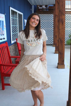 Prairie Dream Wanderer Shirred Elastic Midi Skirt