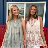 Sleeveless Floral Embossed Top
