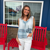 Sleeveless Button Up Top