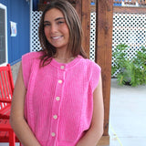 Washed Cable Knit Textured Cardigan Top