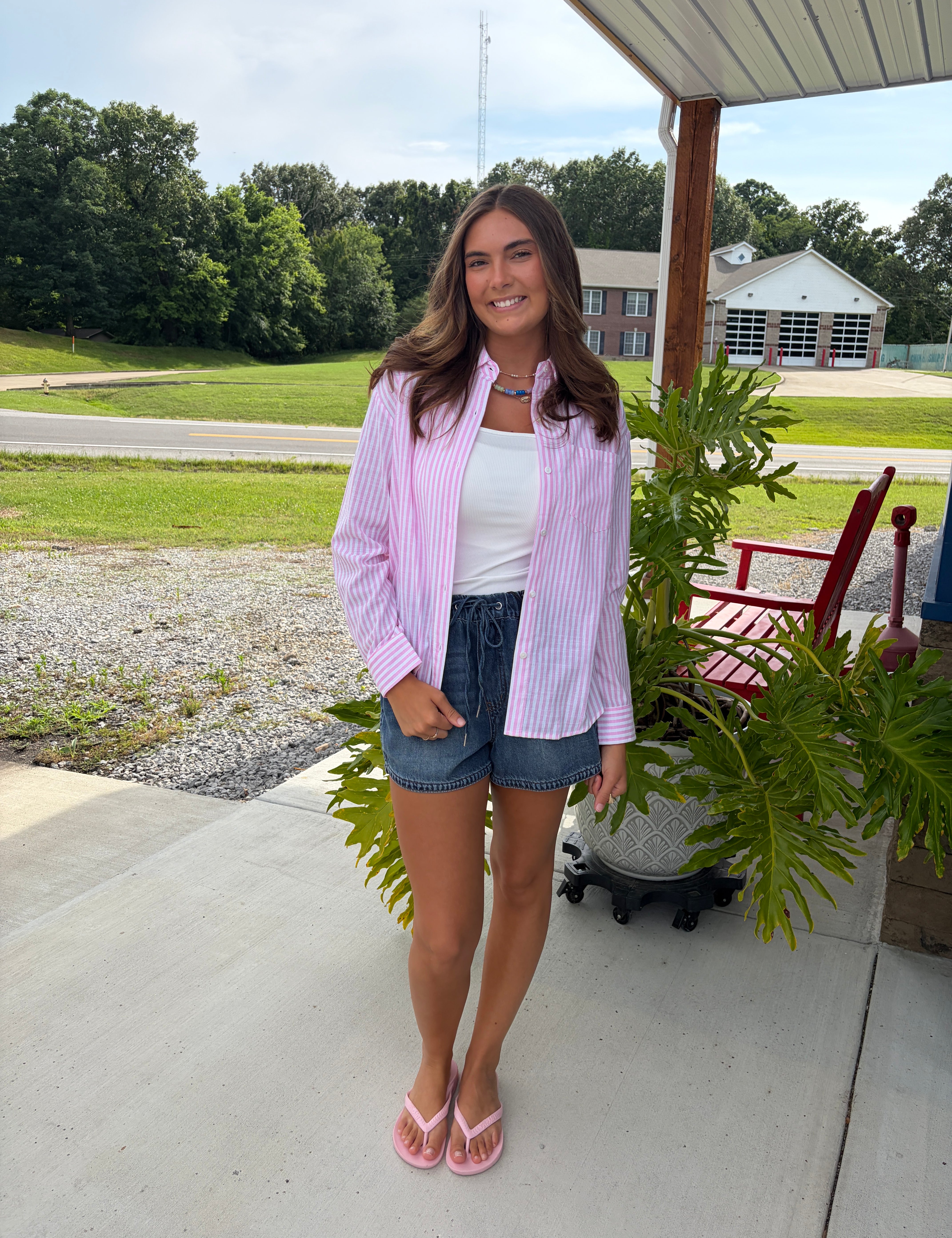 Collared Stripe Button Down Shirt