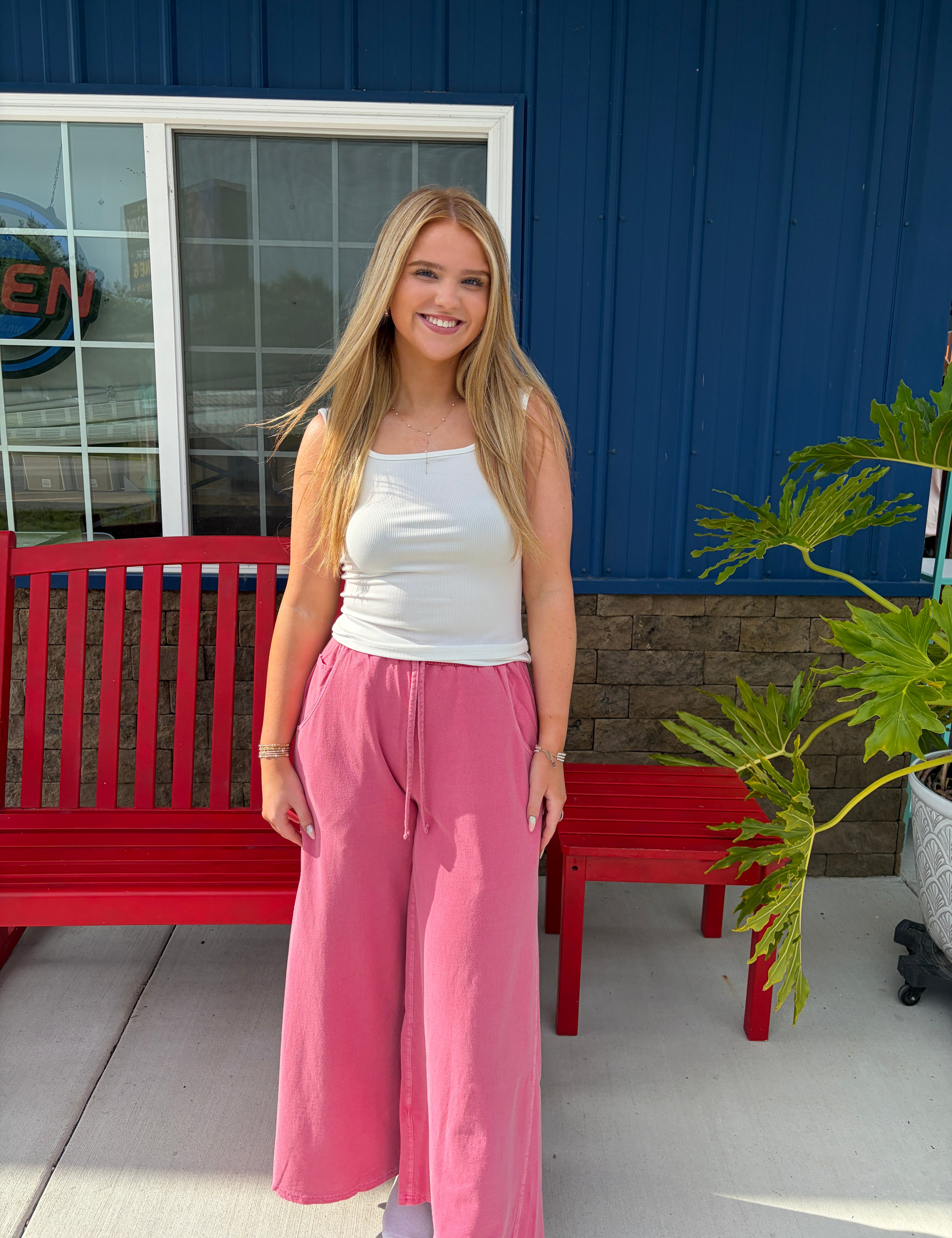 Drawstring Washed Pants