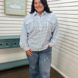 Sky Blue Stripe Oversize Top