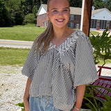 Striped V-Neck Blouse
