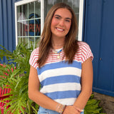 Striped Knit Short Sleeve Top