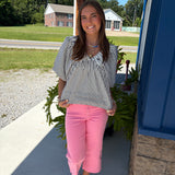 Striped V-Neck Blouse
