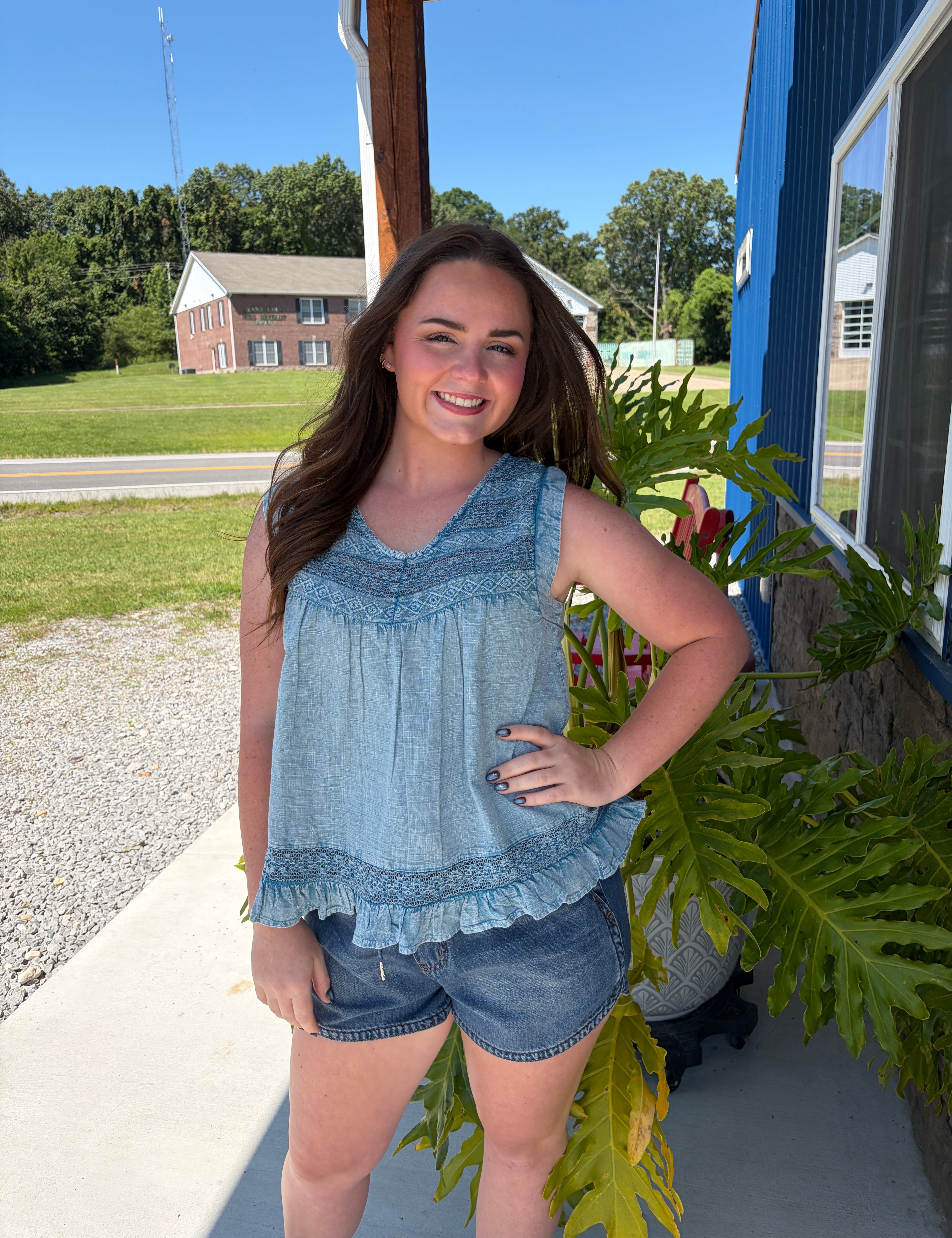 Sleeveless Ruffled Flow Top