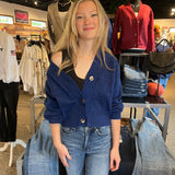 Melange Button Front Sweater