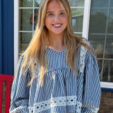 Striped And Lace Blouse