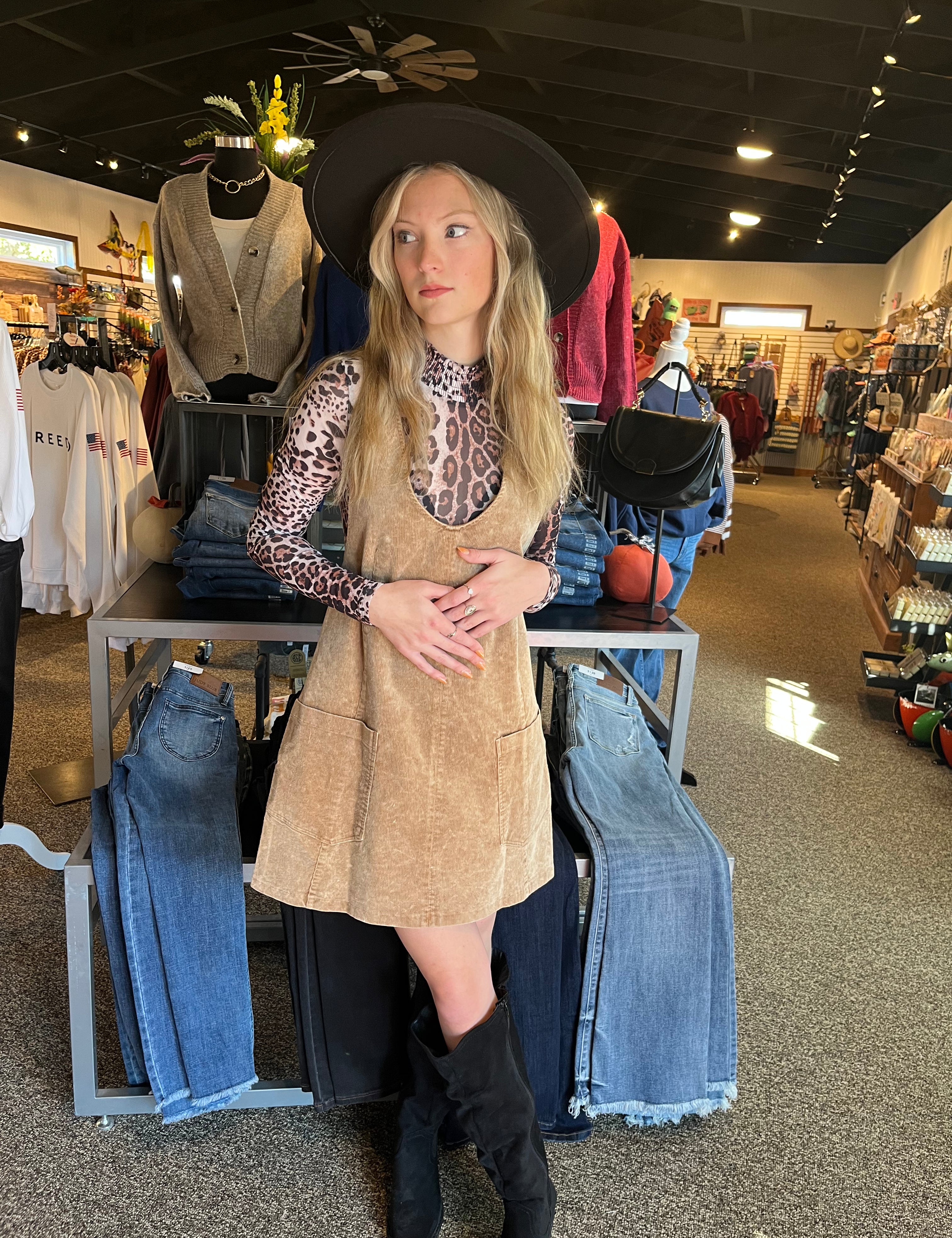 Corduroy Pinafore Overall Dress