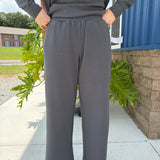 Washed Rib Wide-Leg Pants