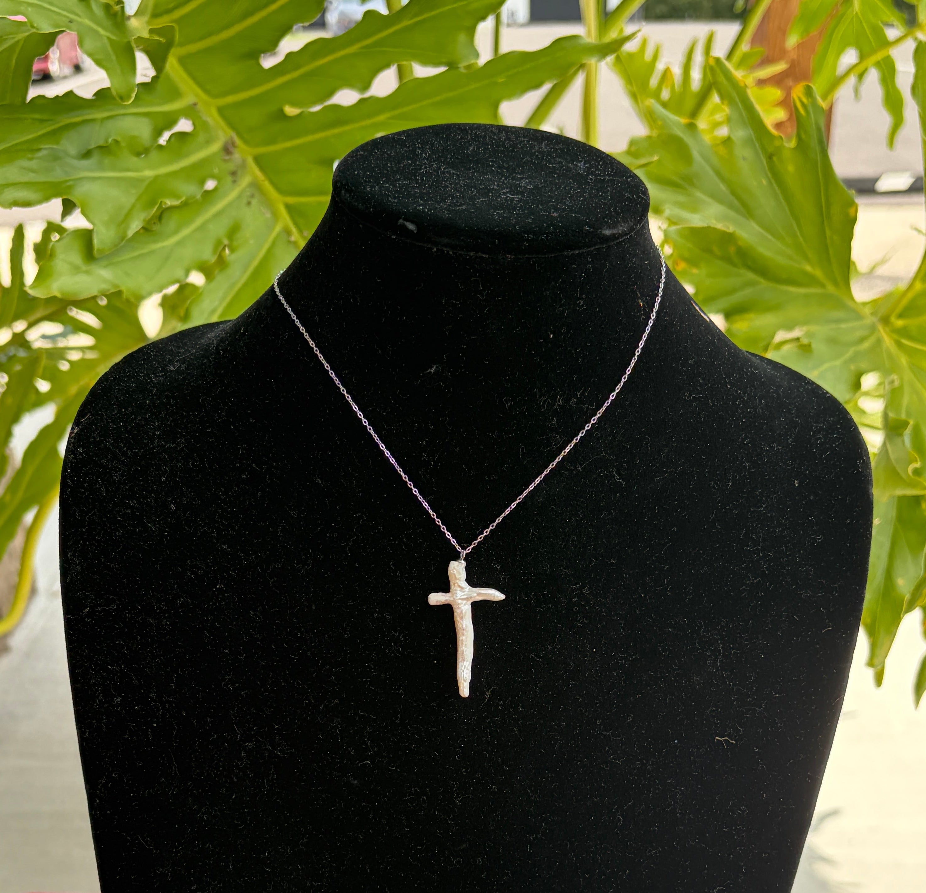 Heavenly Pearl Cross Necklace