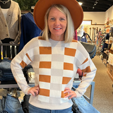 Checkered Ribbed Sweater
