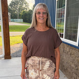 Drawstring Linen Blend top