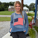 Long Sleeve Knit Flag Hoodie