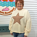 Crew Neck Star Studded Long Sleeve Top