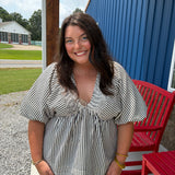 Striped V-Neck Blouse