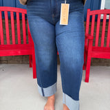 Risen Crop Barrel Jeans