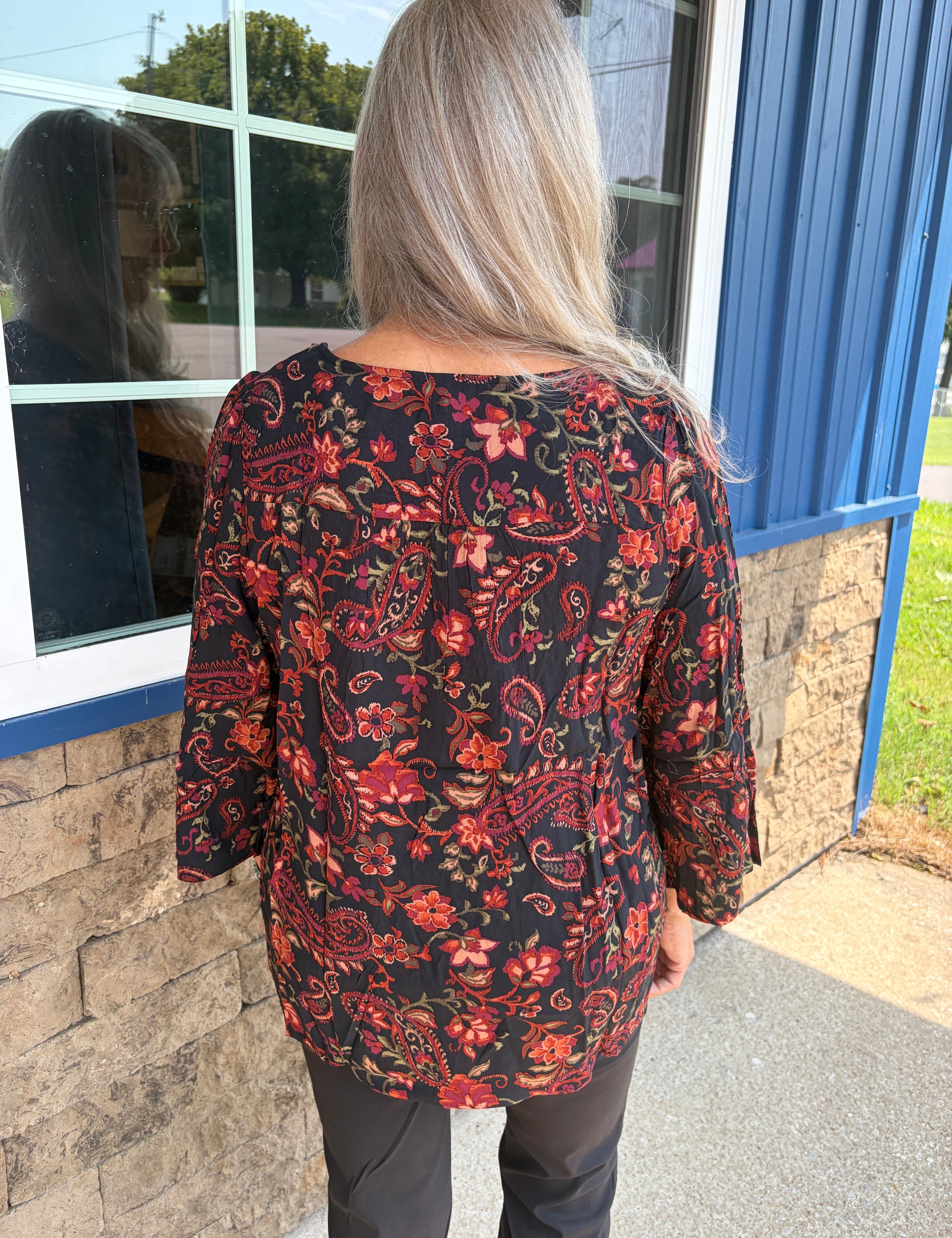 Challis Paisley Smocked Blouse