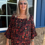 Challis Paisley Smocked Blouse