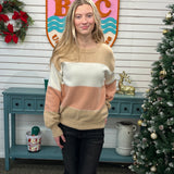 Color Block Lantern Sleeve Sweater