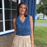 Button-Front Denim Vest