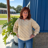 QUILT OFF SHOULDER PULLOVER