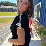Lace Bow Sweatshirt Top