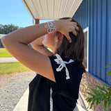 Lace Bow Sweatshirt Top