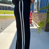 Lace Striped Terry Sweatpants