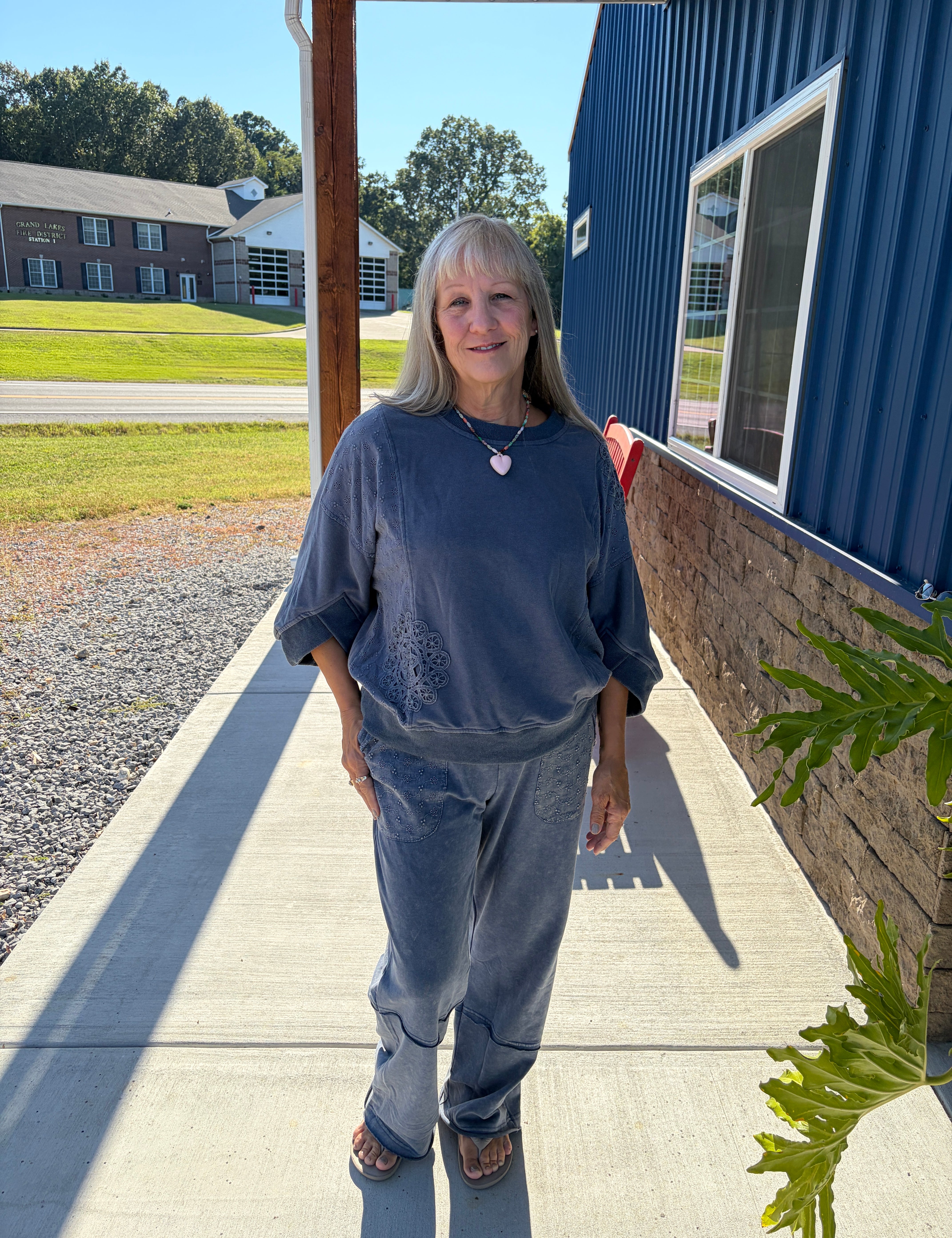 Mineral Wash Wide Leg Pants