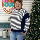 Navy Stripe and Color Block Top