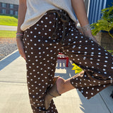 Drawstring Waist Polka Dot Barrel Pants