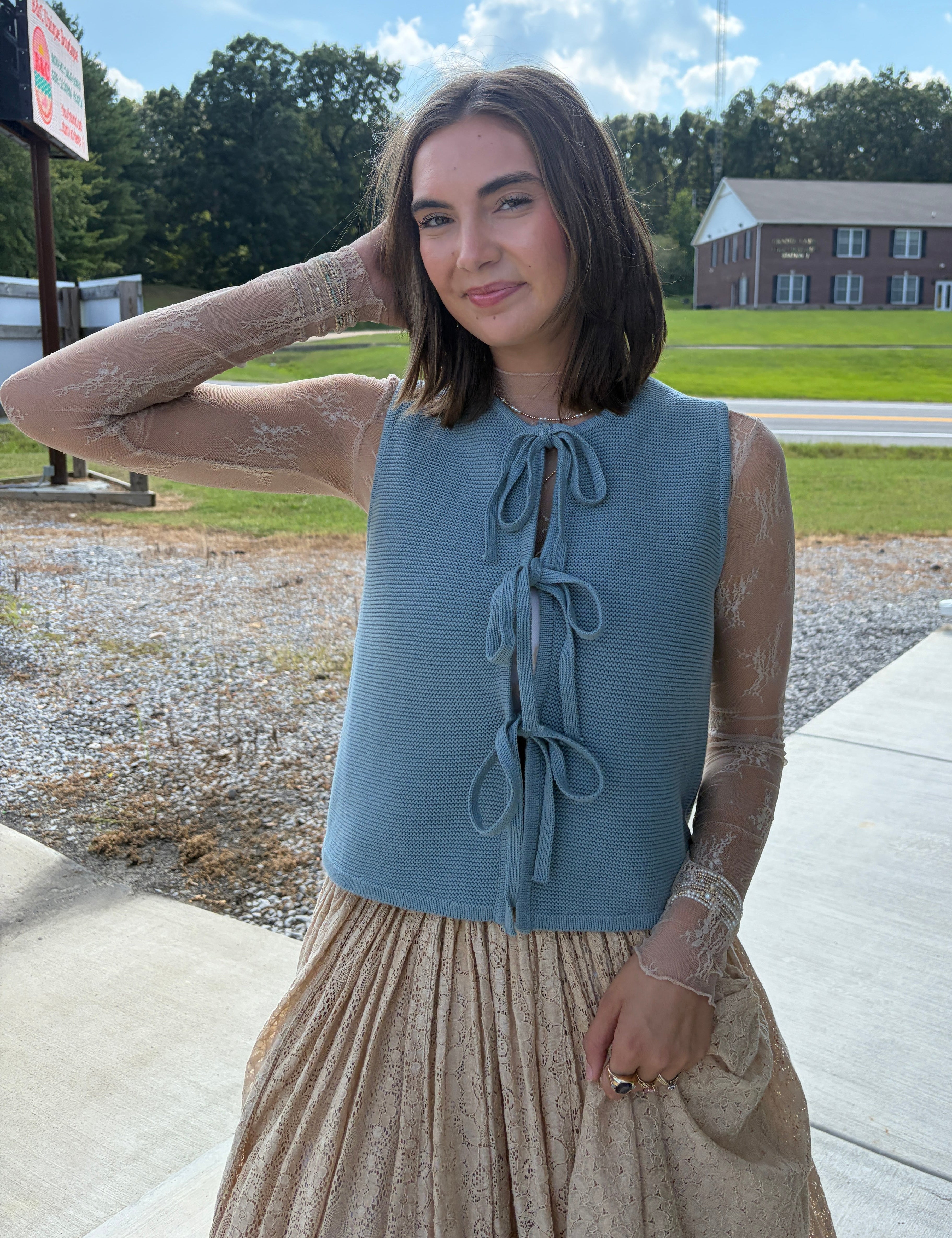 Tie Front Sweater Vest