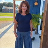 Pull On Stripe Wide Leg Pants