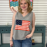 USA Flag V Neck Tank