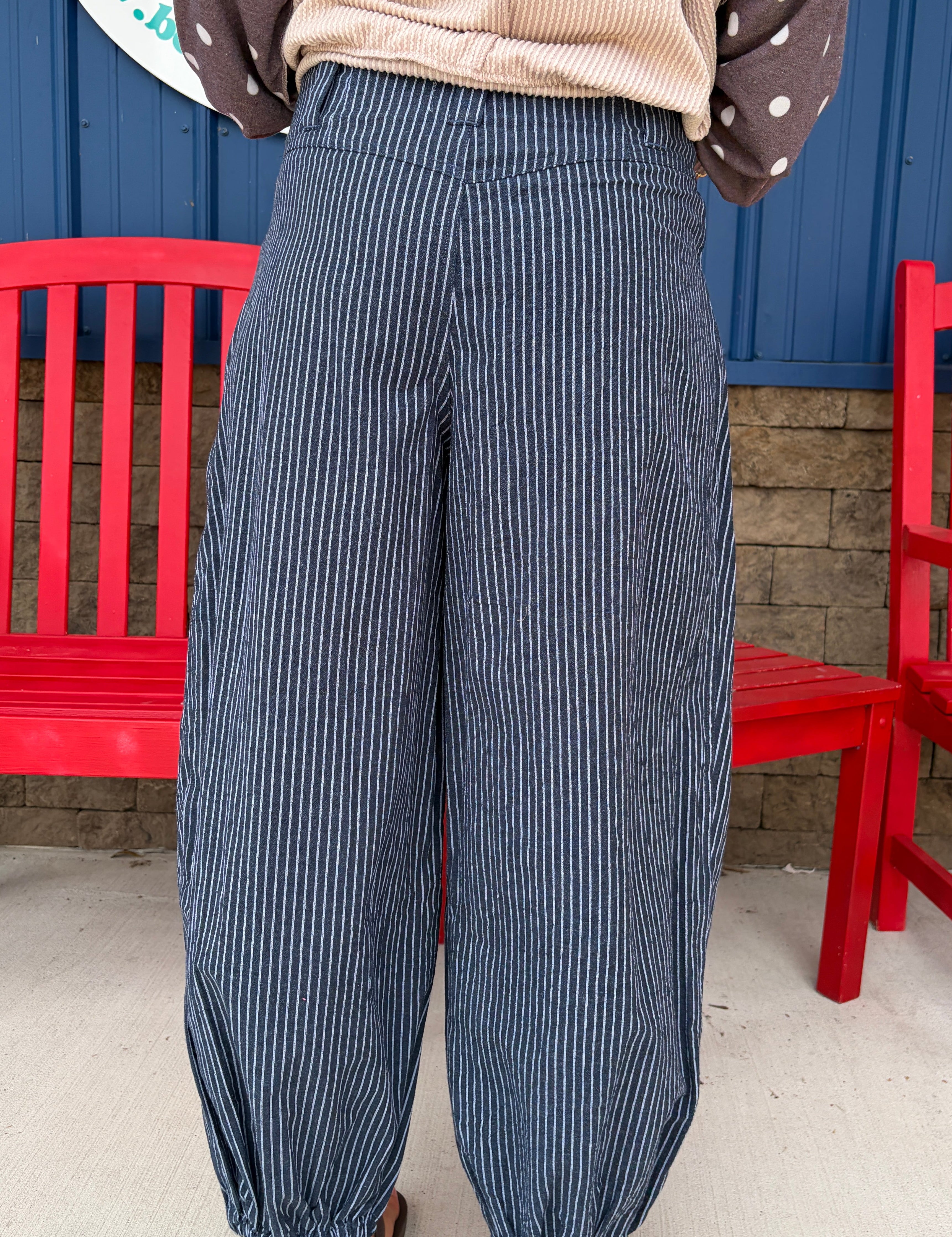 Pull On Stripe Wide Leg Pants