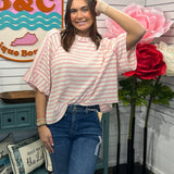 Raglan Sleeve Oversized Textured Stripe Top