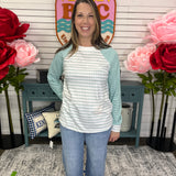 Stripe Raglan Patchwork Top