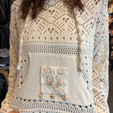 Chenille Hooded Top with Crochet