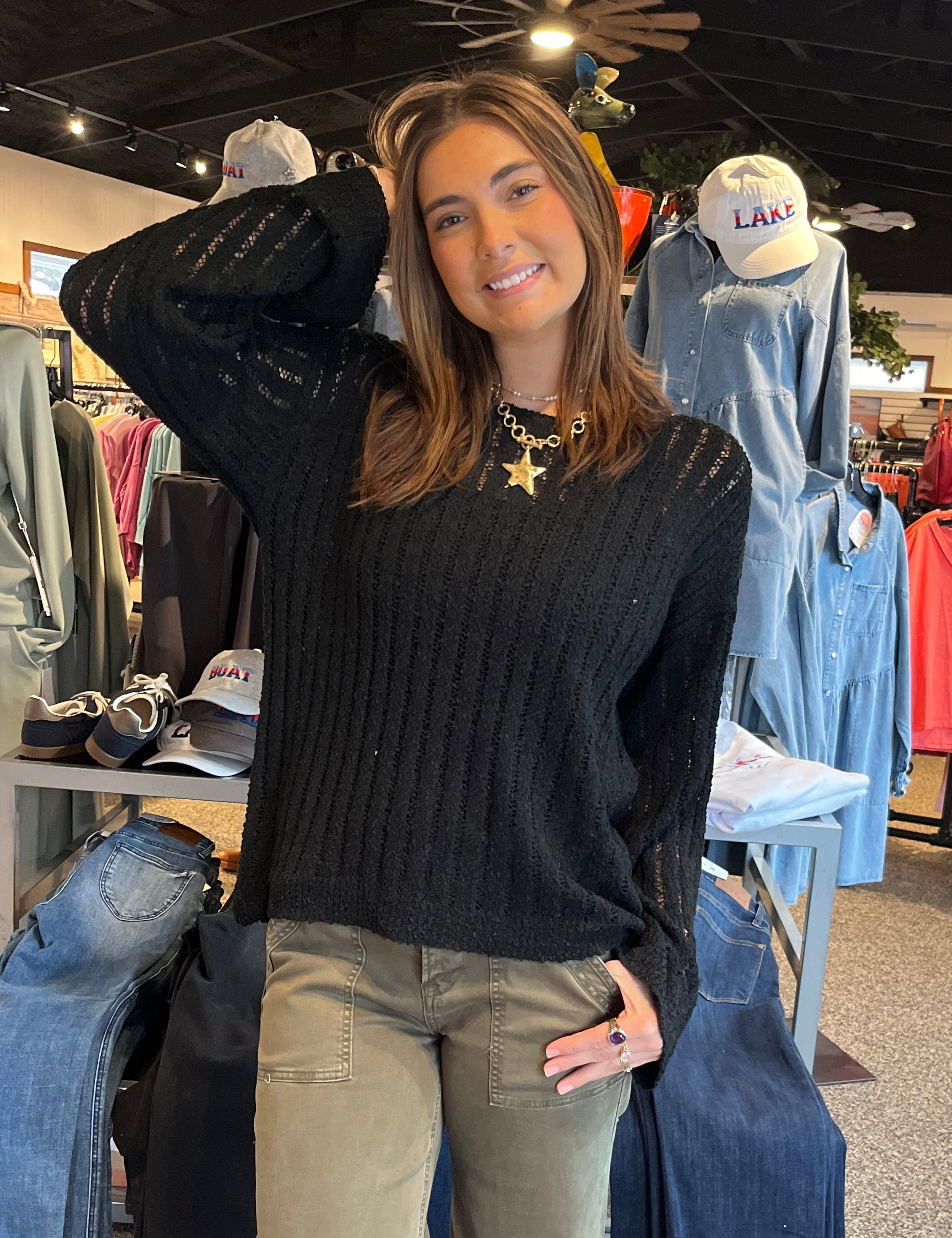 Open Weave Sweater Top