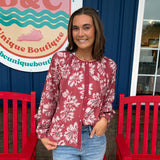 Ruffle Sleeve Button Down